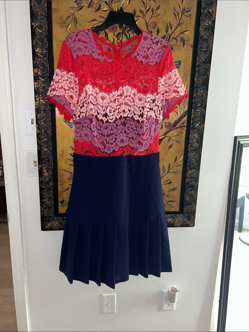 🦄 ABS ALLEN SCHWARTZ lacy cocktail dress 12 NEW